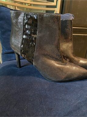 Nine West Black Sequin Stretch Ankle Booties